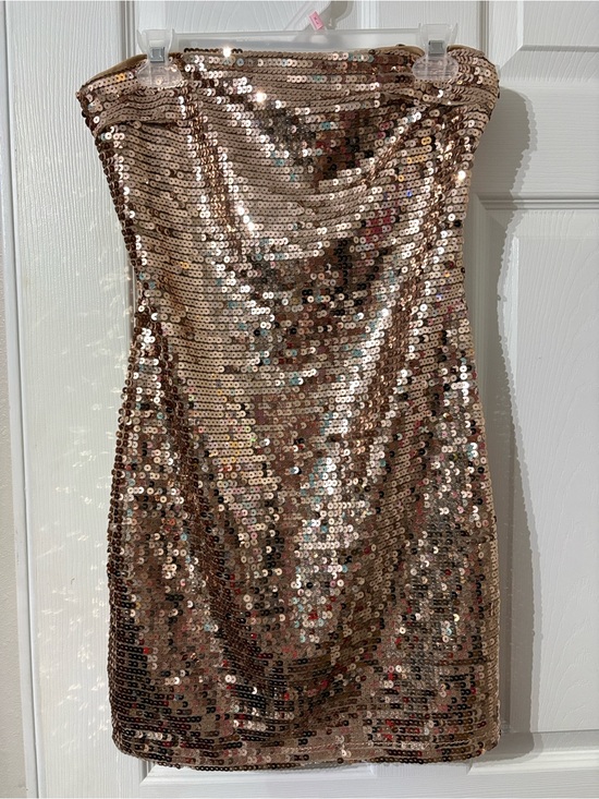 june & hudson Dresses & Skirts - june & hudson Spaghetti Strap GoldSequin Mini Dress